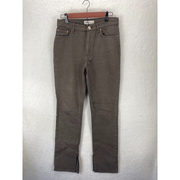 ZARA Straight Leg Jeans Women’s Size 6 Brown Dark Wash Denim Casual Pants - Picture 2 of 10